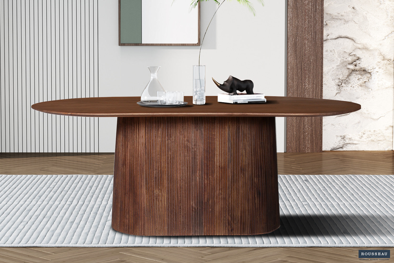 Tafel 'Miguel' 200 cm Ovaal Mango hout Lichtbruin – Rousseau 51720-1