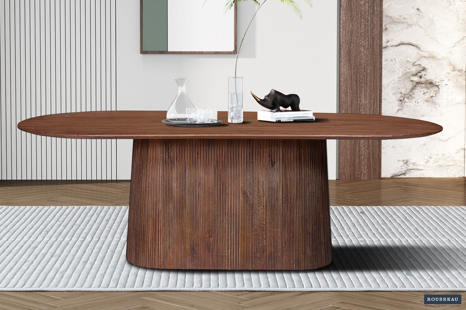 Tafel 'Miguel' 230 cm Ovaal Mango hout Lichtbruin – Rousseau 51723-1