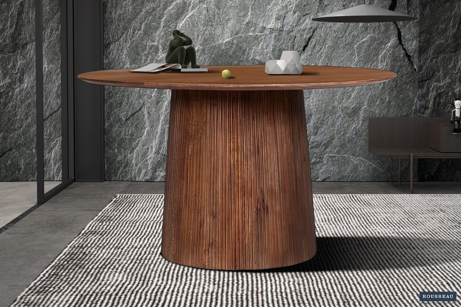 Tafel 'Miguel' 130 cm Rond Mango hout Lichtbruin – Rousseau 51735-1