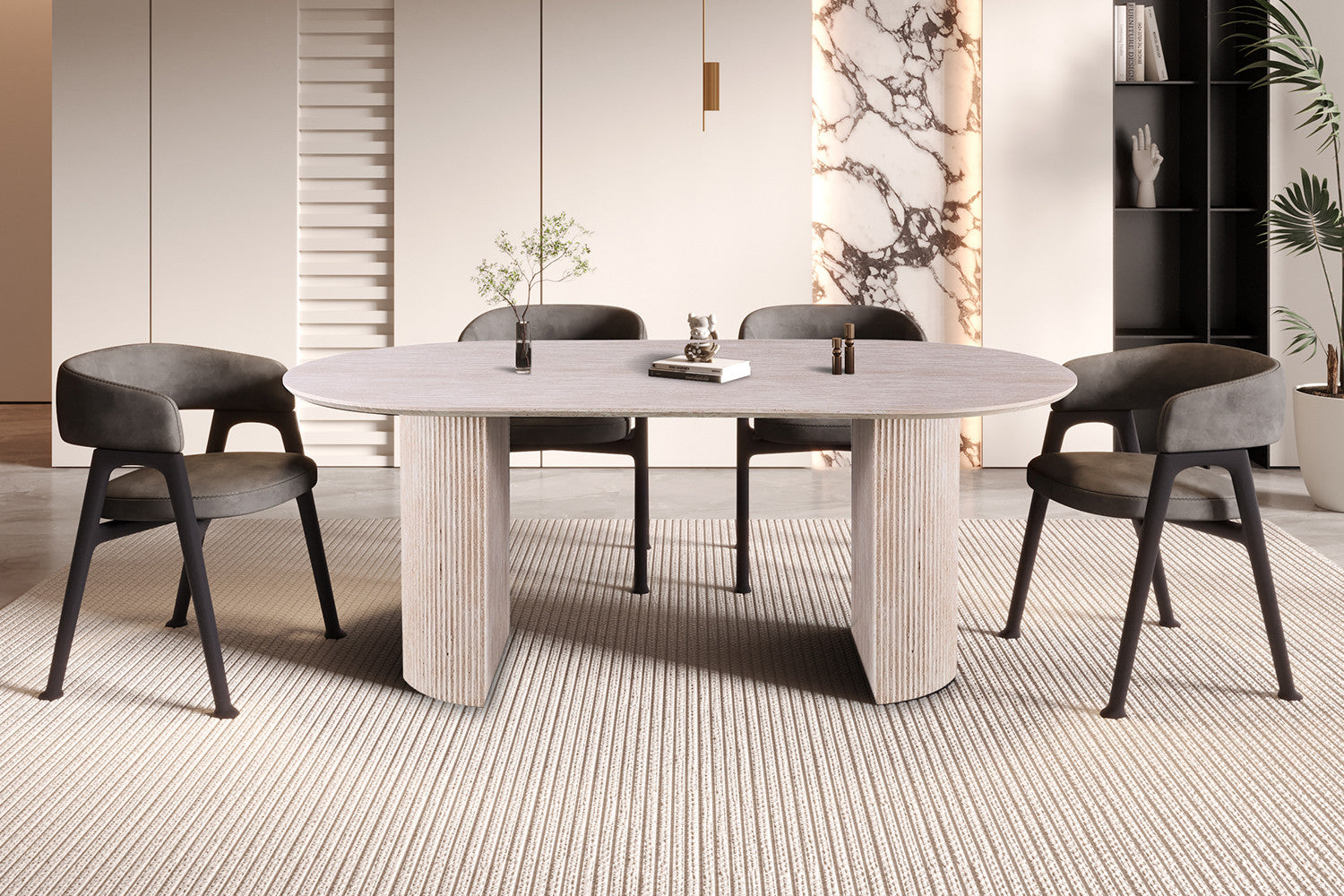 Tafel 'Lagos' 200 cm Ovaal Decor Travertin Beige – Rousseau 51820-3