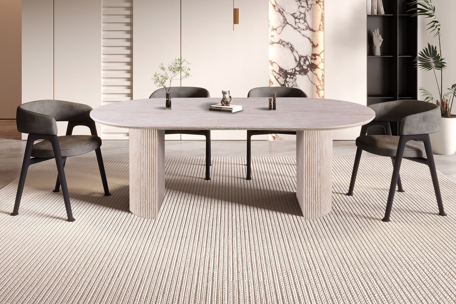 Tafel 'Lagos' 220 cm Ovaal Decor Travertin Beige – Rousseau 51823-3