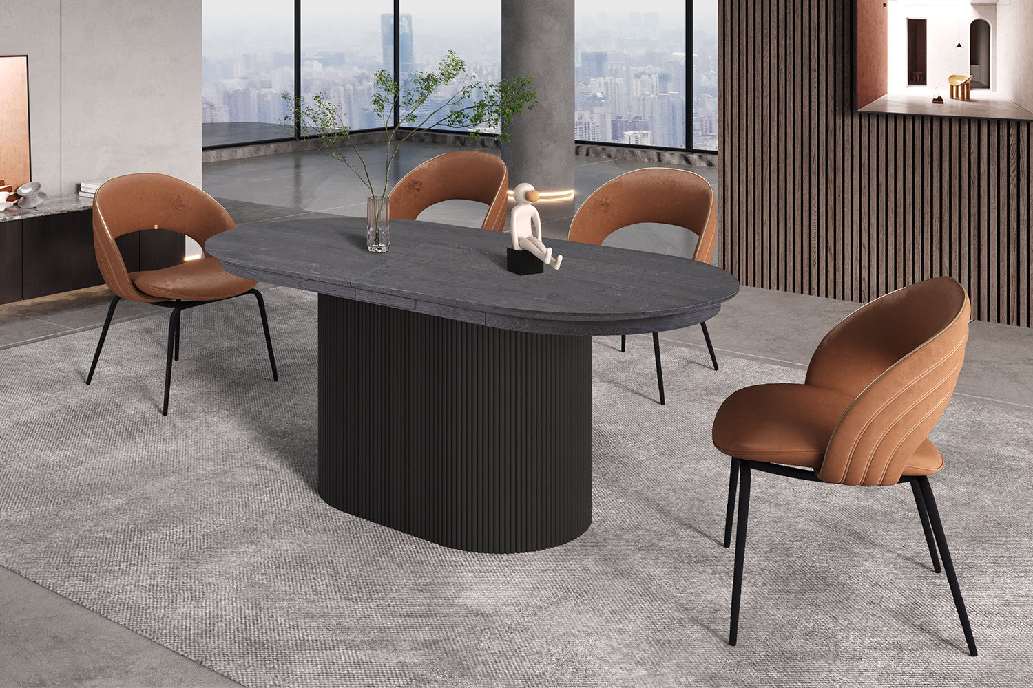 Uitschuifbare tafel 'Lagos' 180-220 cm Ovaal Decor Donkerbruin – Rousseau 51830