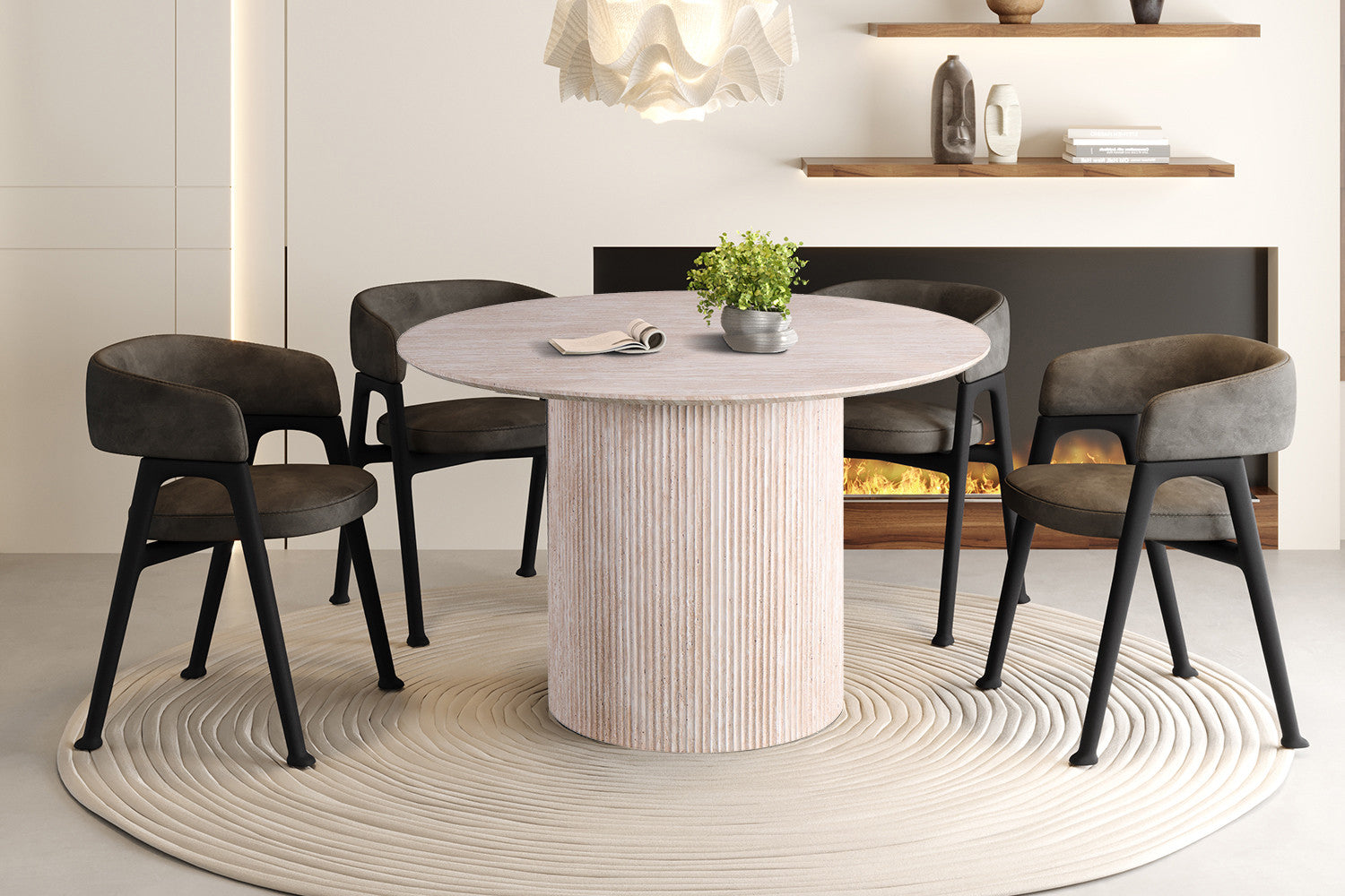 Tafel 'Lagos' 120 cm Rond Decor Travertin Beige – Rousseau 51835-3