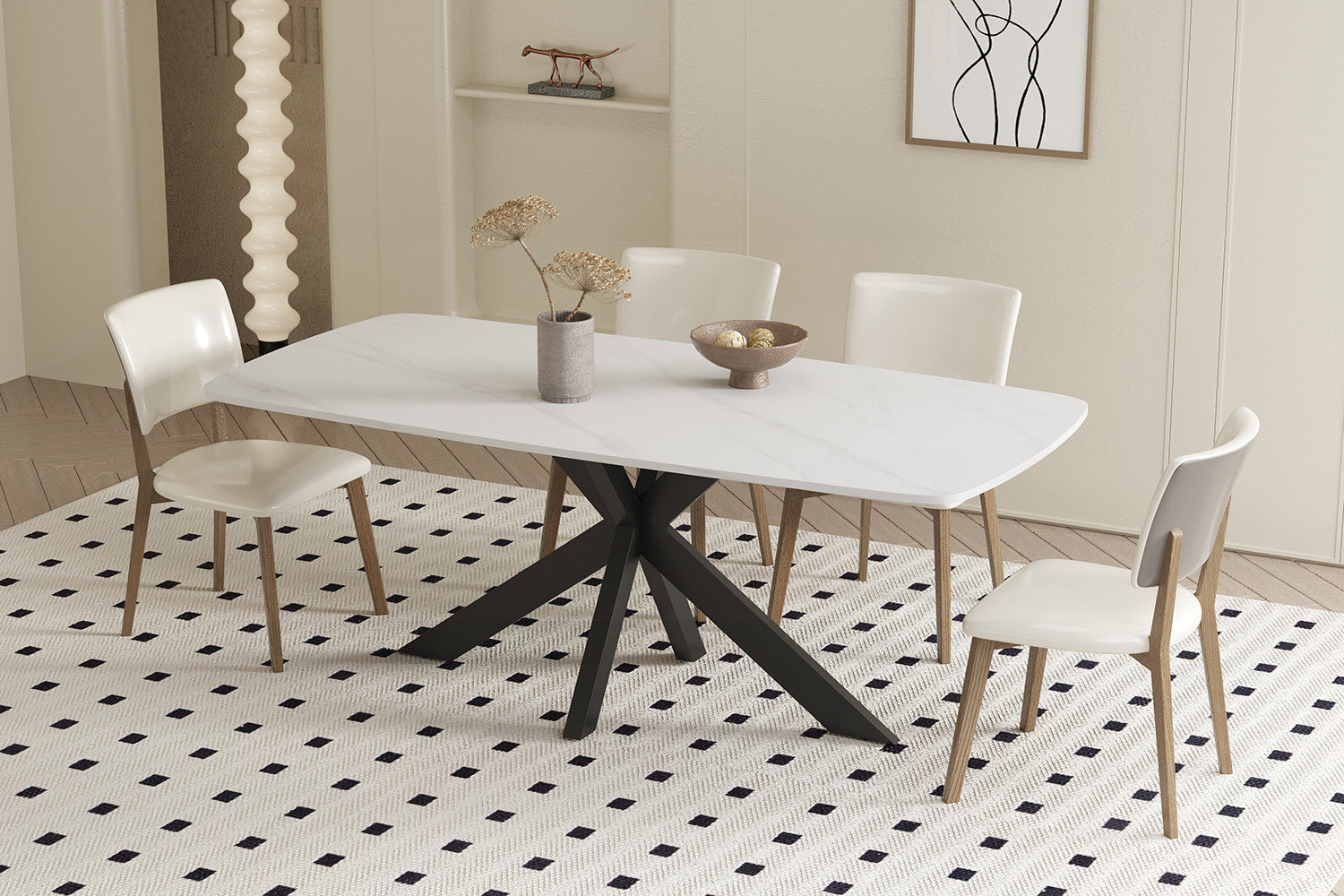 Tafel 'Apollo' 180 cm Deens Ovaal Steen Wit – Rousseau 51928-1