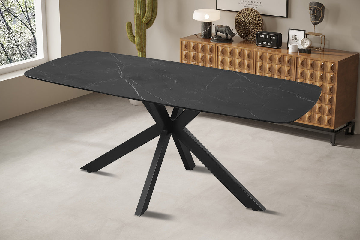 Tafel Apollo 180 cm Deens Ovaal Steen Zwart – breedte 180 cm, diepte 90 cm en hoogte 76 cm – aanzicht 3