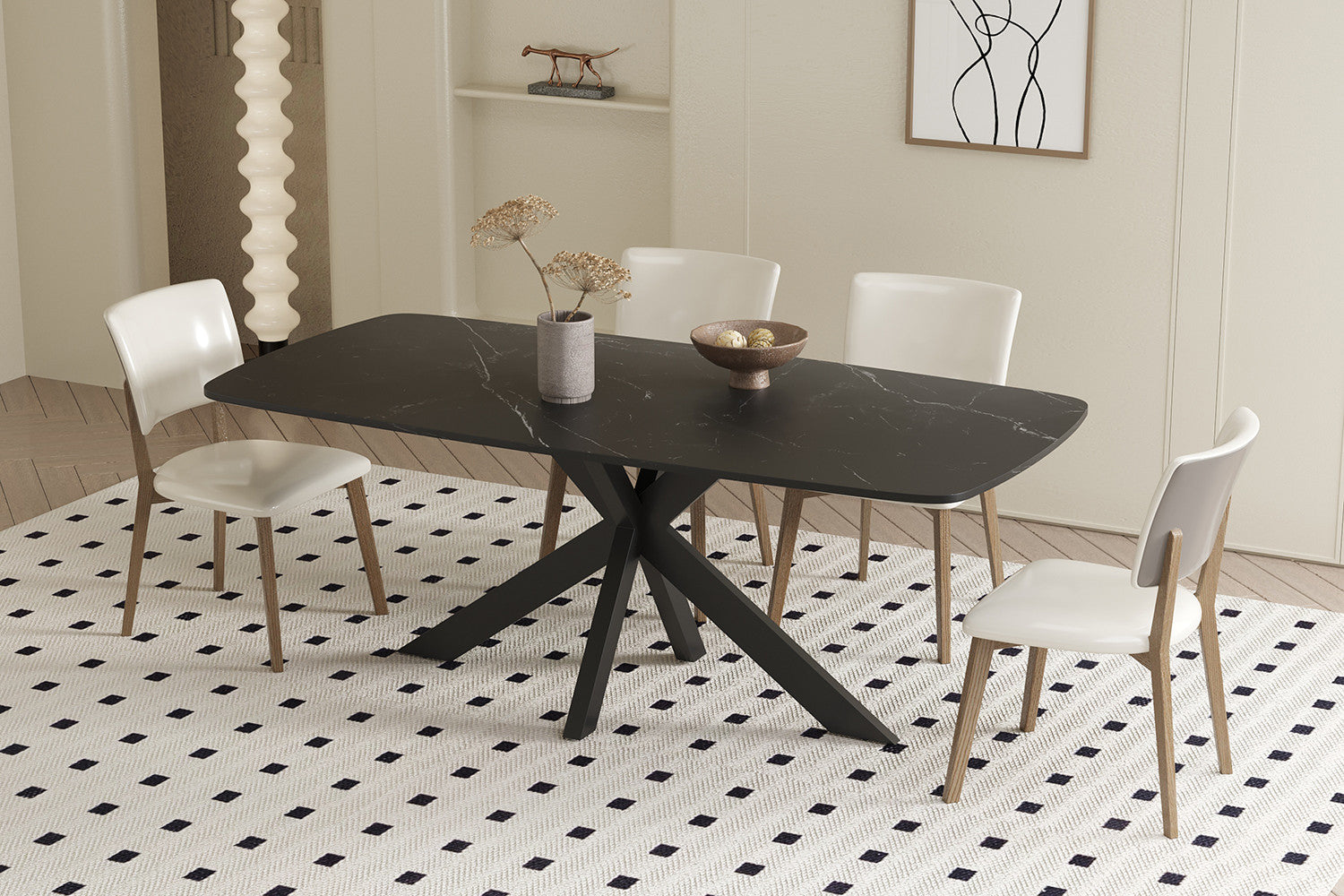 Tafel 'Apollo' 180 cm Deens Ovaal Steen Zwart – Rousseau 51928-2