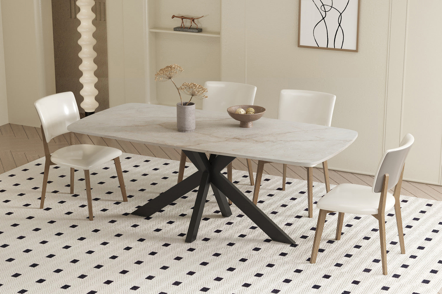 Tafel 'Apollo' 180 cm Deens Ovaal Glanzend Steen Shakespear Beige - afbeelding 2