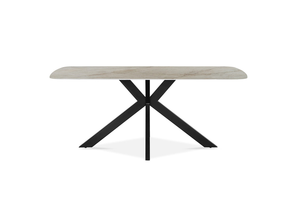 Tafel Apollo 180 cm Deens Ovaal Glanzend Steen Beige – breedte 180 cm, diepte 90 cm en hoogte 76 cm – aanzicht 4