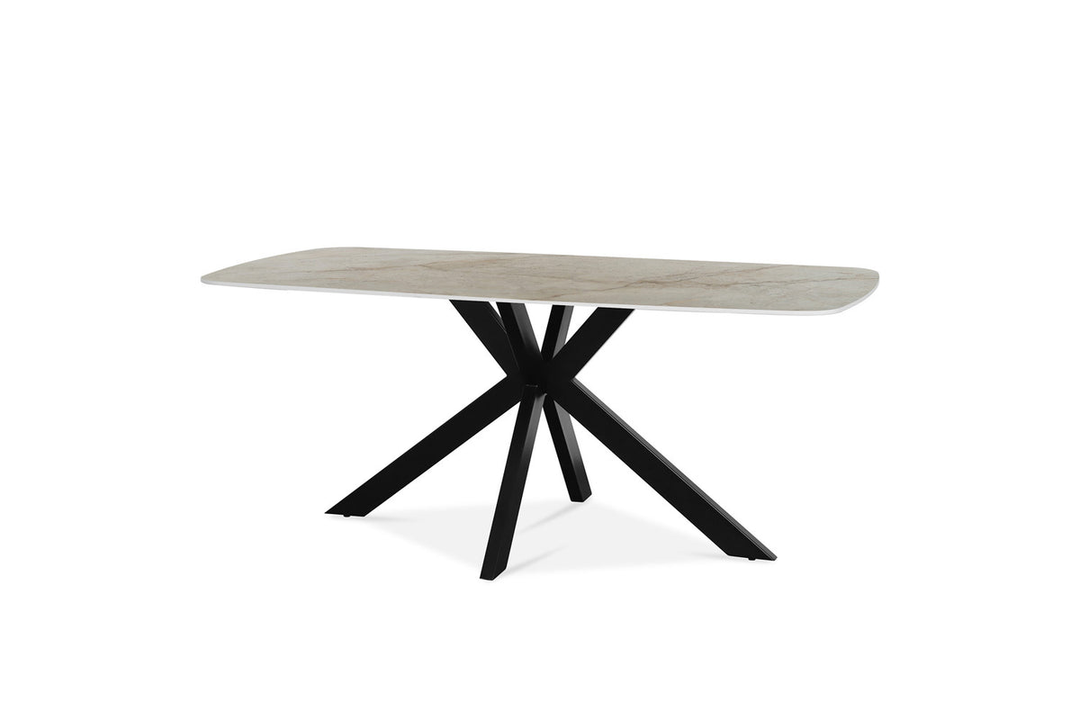 Tafel Apollo 180 cm Deens Ovaal Glanzend Steen Beige – breedte 180 cm, diepte 90 cm en hoogte 76 cm – aanzicht 5