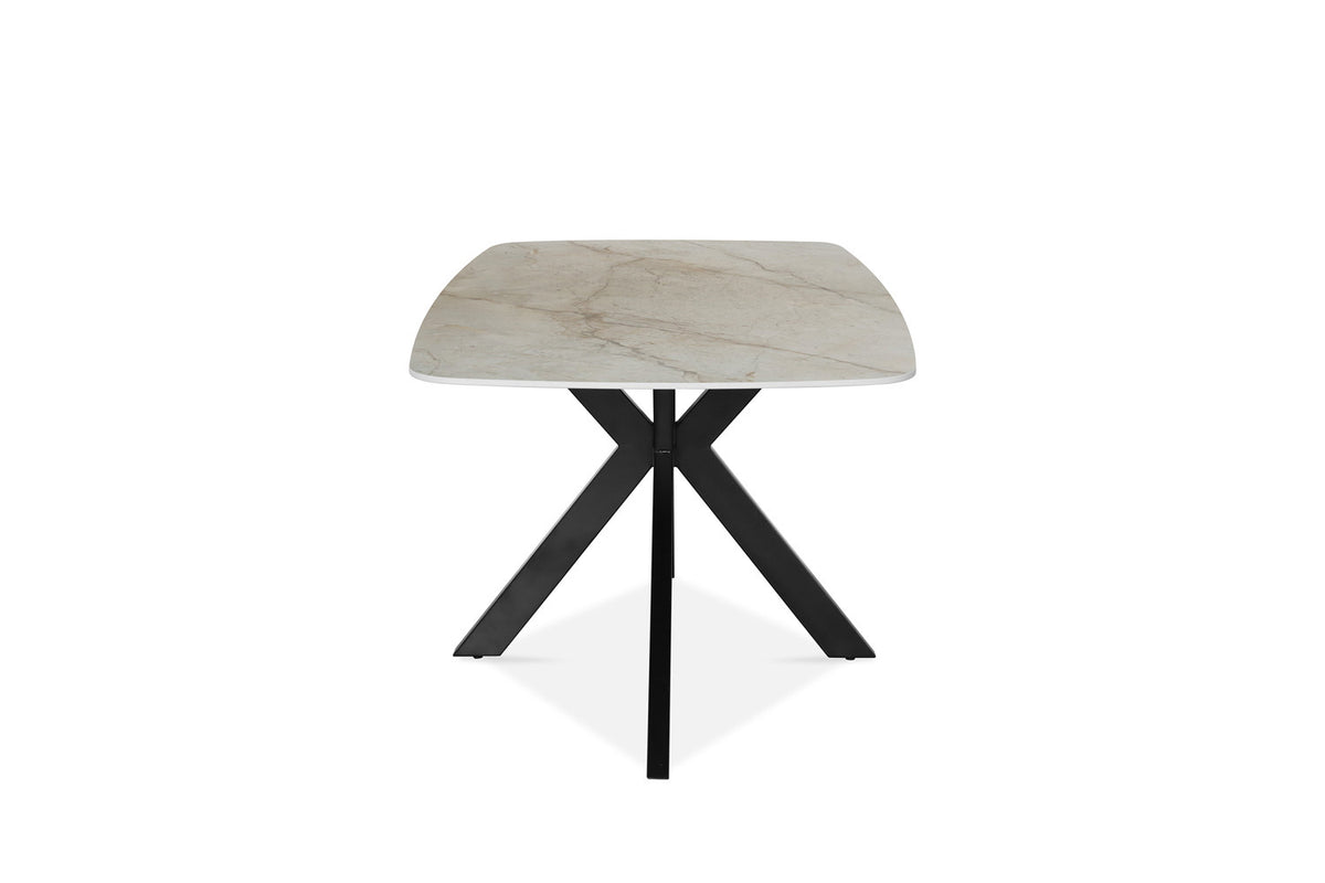 Tafel Apollo 180 cm Deens Ovaal Glanzend Steen Beige – breedte 180 cm, diepte 90 cm en hoogte 76 cm – aanzicht 6