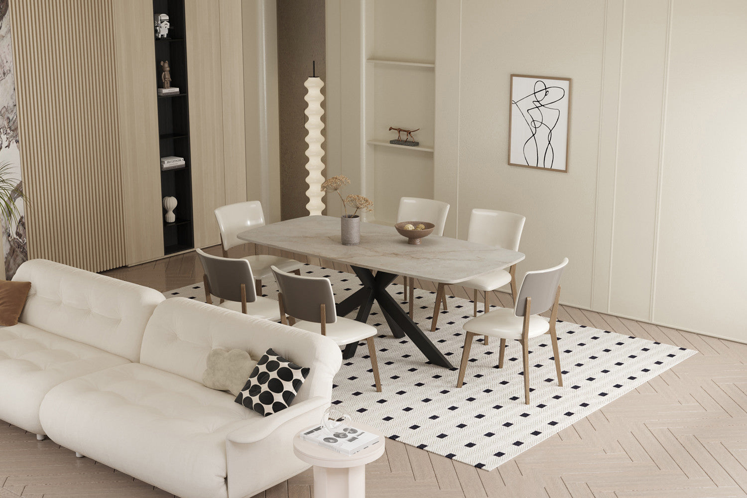 Tafel 'Apollo' 180 cm Deens Ovaal Glanzend Steen Shakespear Beige – Rousseau 51928-6