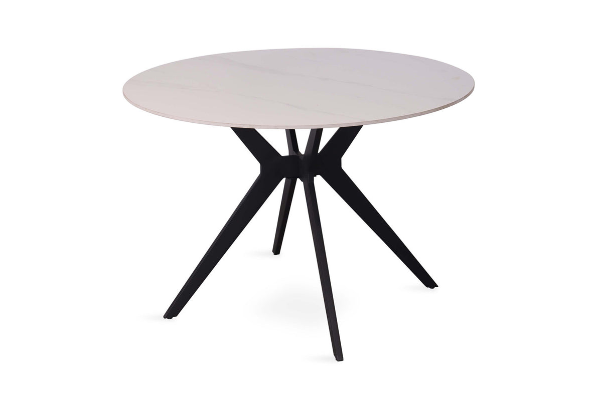 Tafel Apollo 110 cm Rond Glanzend Steen Snow Wit – breedte 110 cm, diepte 110 cm en hoogte 75.5 cm – aanzicht 5