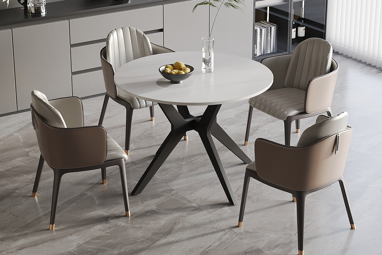 Tafel 'Apollo' 110 cm Rond Glanzend Steen Snow Wit – Rousseau 51935-4
