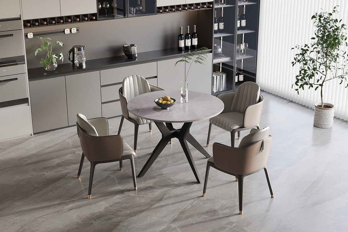 Tafel 'Apollo' 110 cm Rond Glanzend Steen Italian Grijs - afbeelding 2