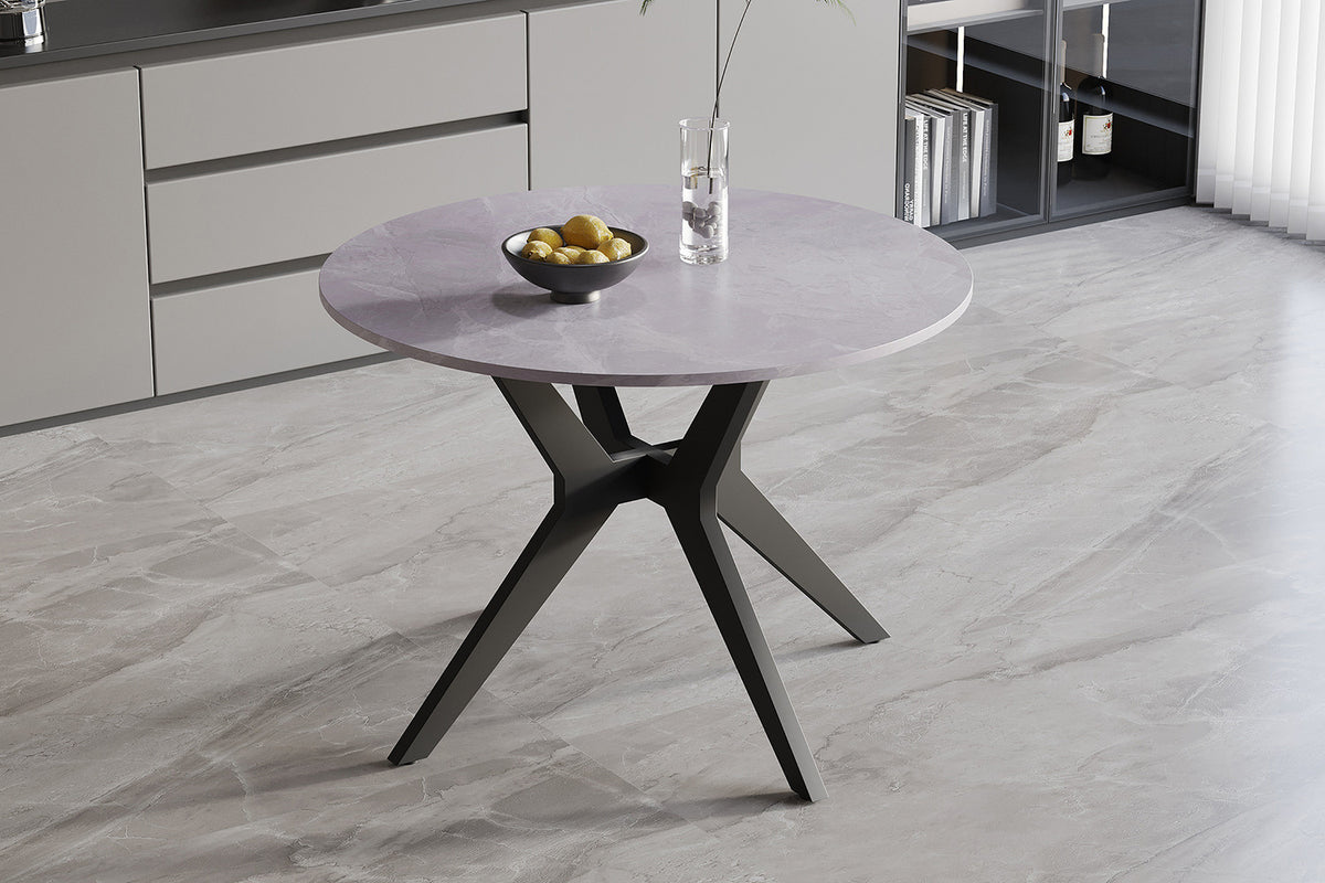 Tafel Apollo 110 cm Rond Glanzend Steen Italian Grijs – breedte 110 cm, diepte 110 cm en hoogte 75.5 cm – aanzicht 3