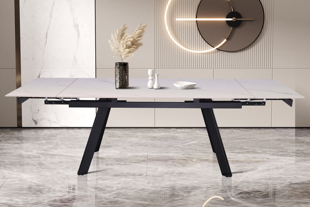 Uitschuifbare tafel Hera 160-240 cm Rechthoekig Steen Wit – breedte 160-240 cm, diepte 90 cm en hoogte 76 cm – aanzicht 3