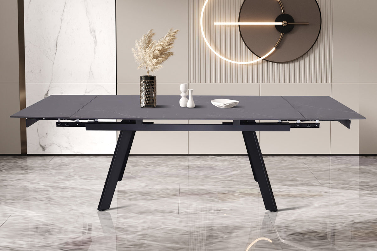 Uitschuifbare tafel Hera 160-240 cm Rechthoekig Steen Zwart – breedte 160-240 cm, diepte 90 cm en hoogte 76 cm – aanzicht 3
