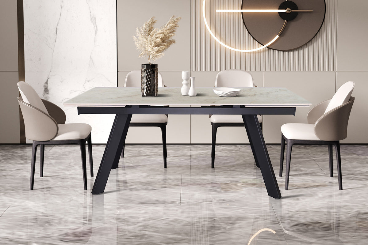 Uitschuifbare tafel 'Hera' 160-240 cm Rechthoekig Glanzend Shakespear Beige - afbeelding 2