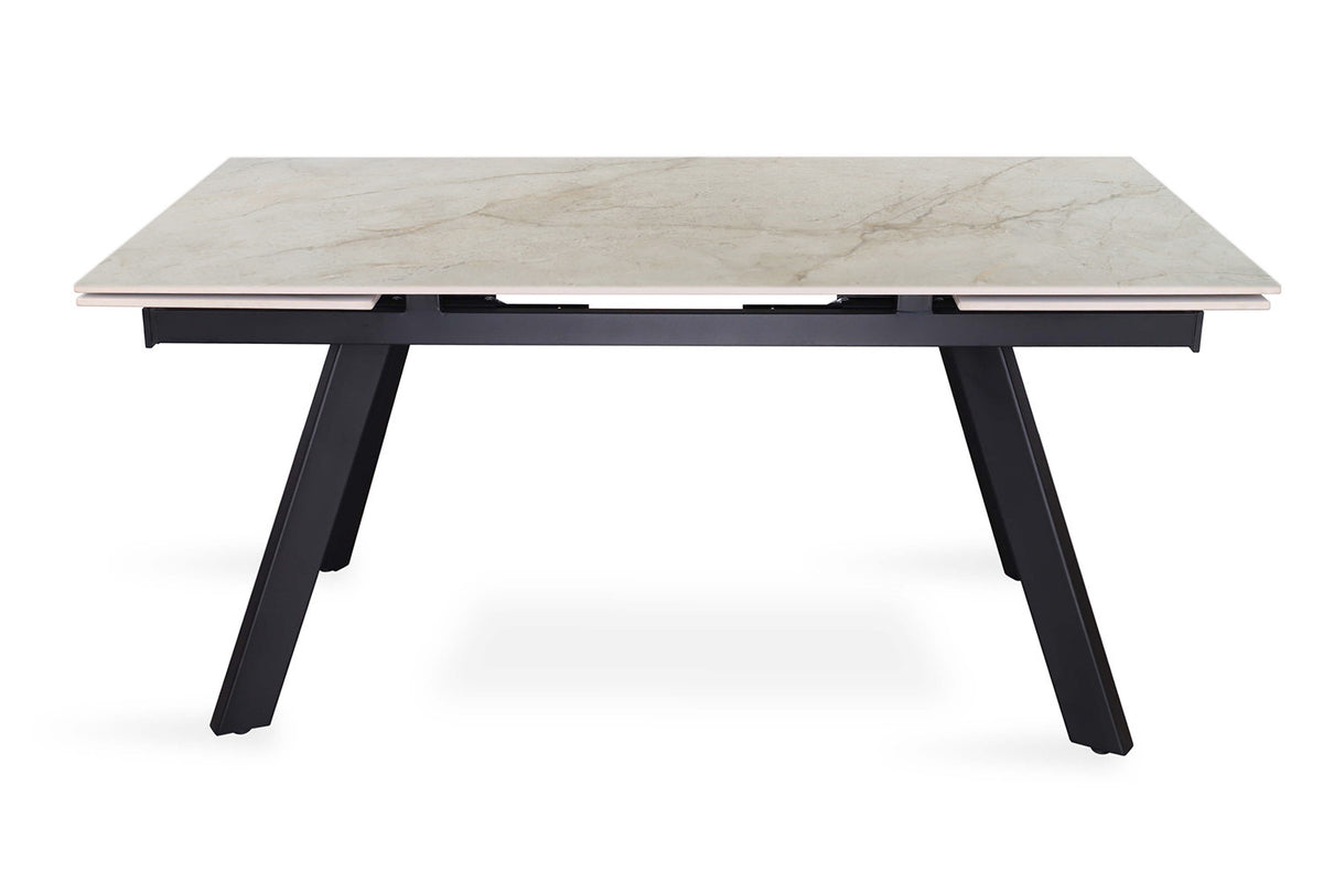 Uitschuifbare tafel Hera 160-240 cm Rechthoekig Glanzend Beige – breedte 160-240 cm, diepte 90 cm en hoogte 76 cm – aanzicht 4