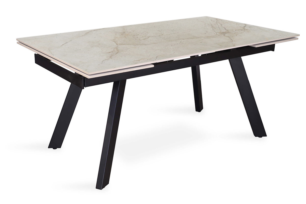 Uitschuifbare tafel Hera 160-240 cm Rechthoekig Glanzend Beige – breedte 160-240 cm, diepte 90 cm en hoogte 76 cm – aanzicht 5