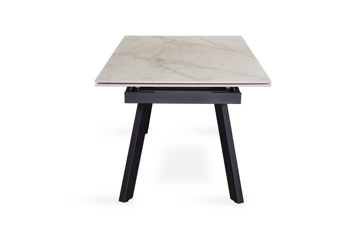 Uitschuifbare tafel Hera 160-240 cm Rechthoekig Glanzend Beige – breedte 160-240 cm, diepte 90 cm en hoogte 76 cm – aanzicht 6