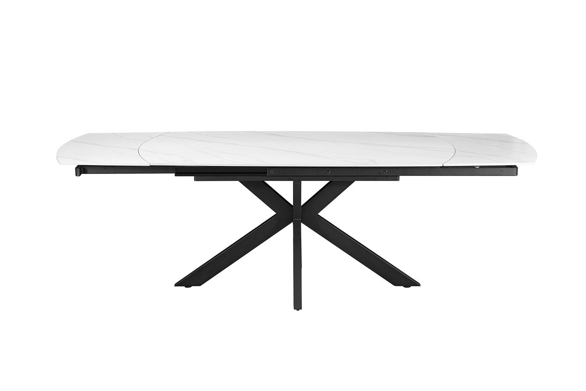 Uitschuifbare tafel Ares 160-240 cm Deens Ovaal Steen Wit – breedte 160-240 cm, diepte 90 cm en hoogte 77-74.5 cm – aanzicht 4