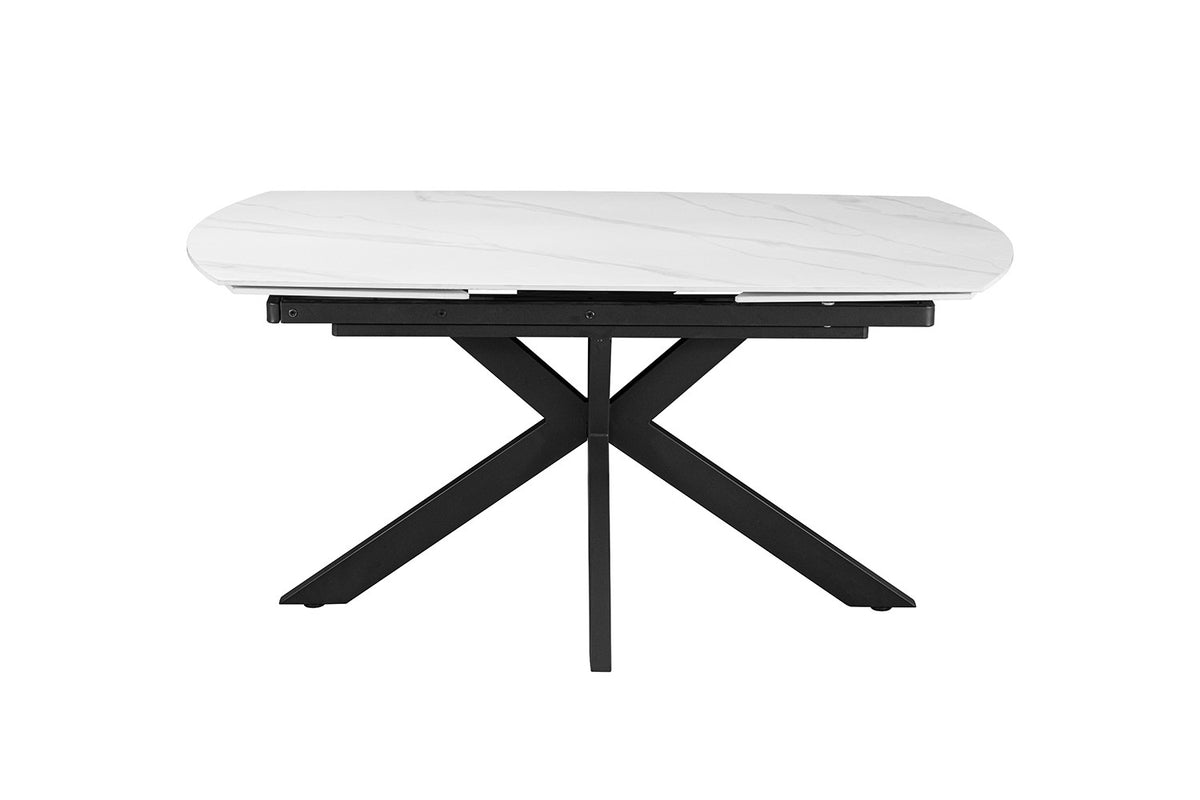 Uitschuifbare tafel Ares 160-240 cm Deens Ovaal Steen Wit – breedte 160-240 cm, diepte 90 cm en hoogte 77-74.5 cm – aanzicht 6