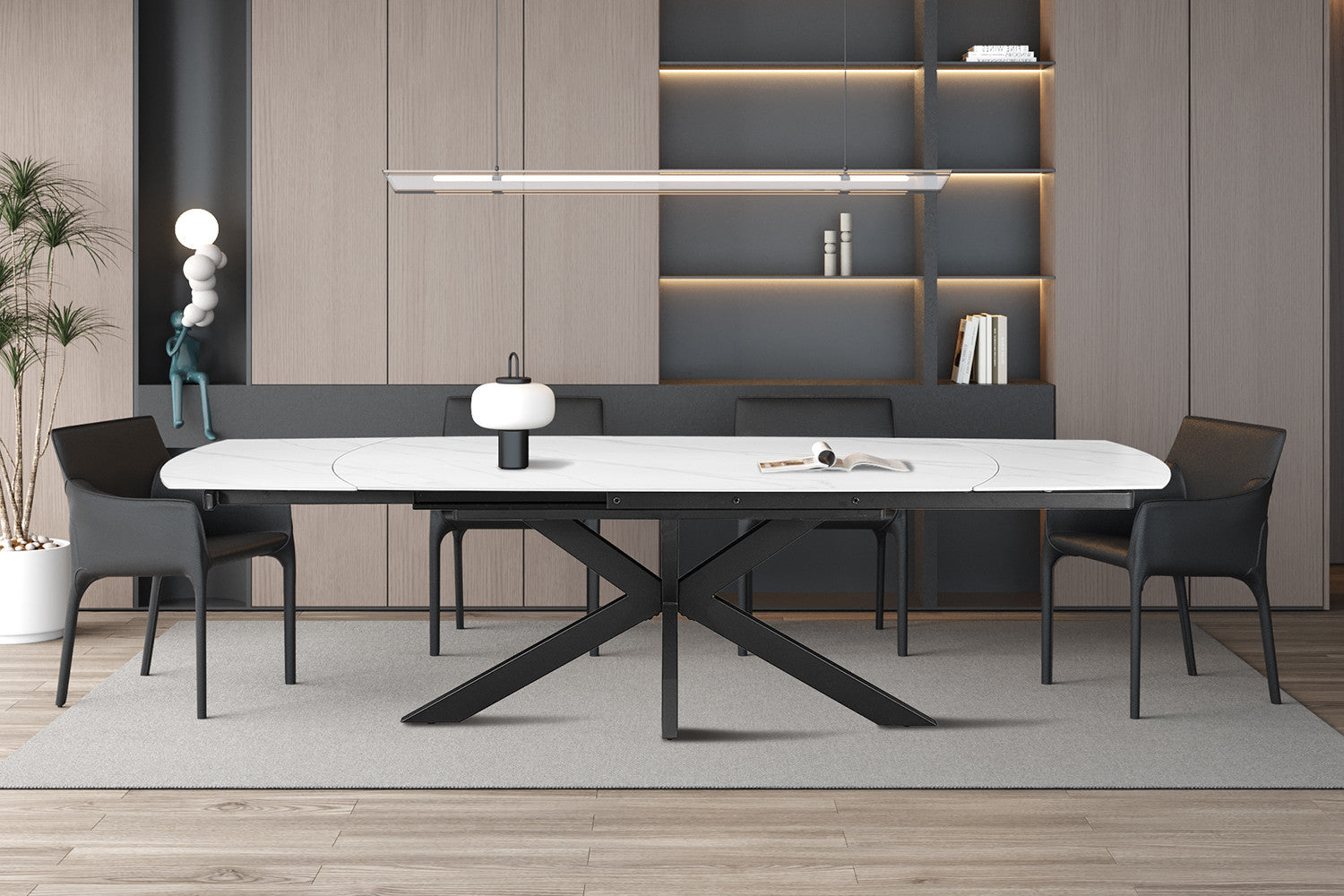 NEW - Uitschuifbare tafel 'Ares' 160-240 cm Deens Ovaal Steen Wit – Rousseau 51940-1