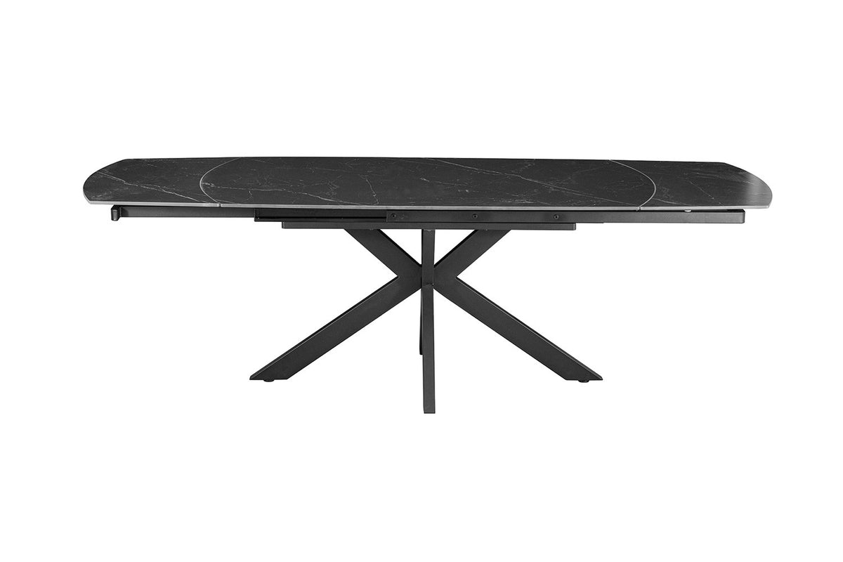 Uitschuifbare tafel Ares 160-240 cm Deens Ovaal Steen Zwart – breedte 160-240 cm, diepte 90 cm en hoogte 77-74.5 cm – aanzicht 4
