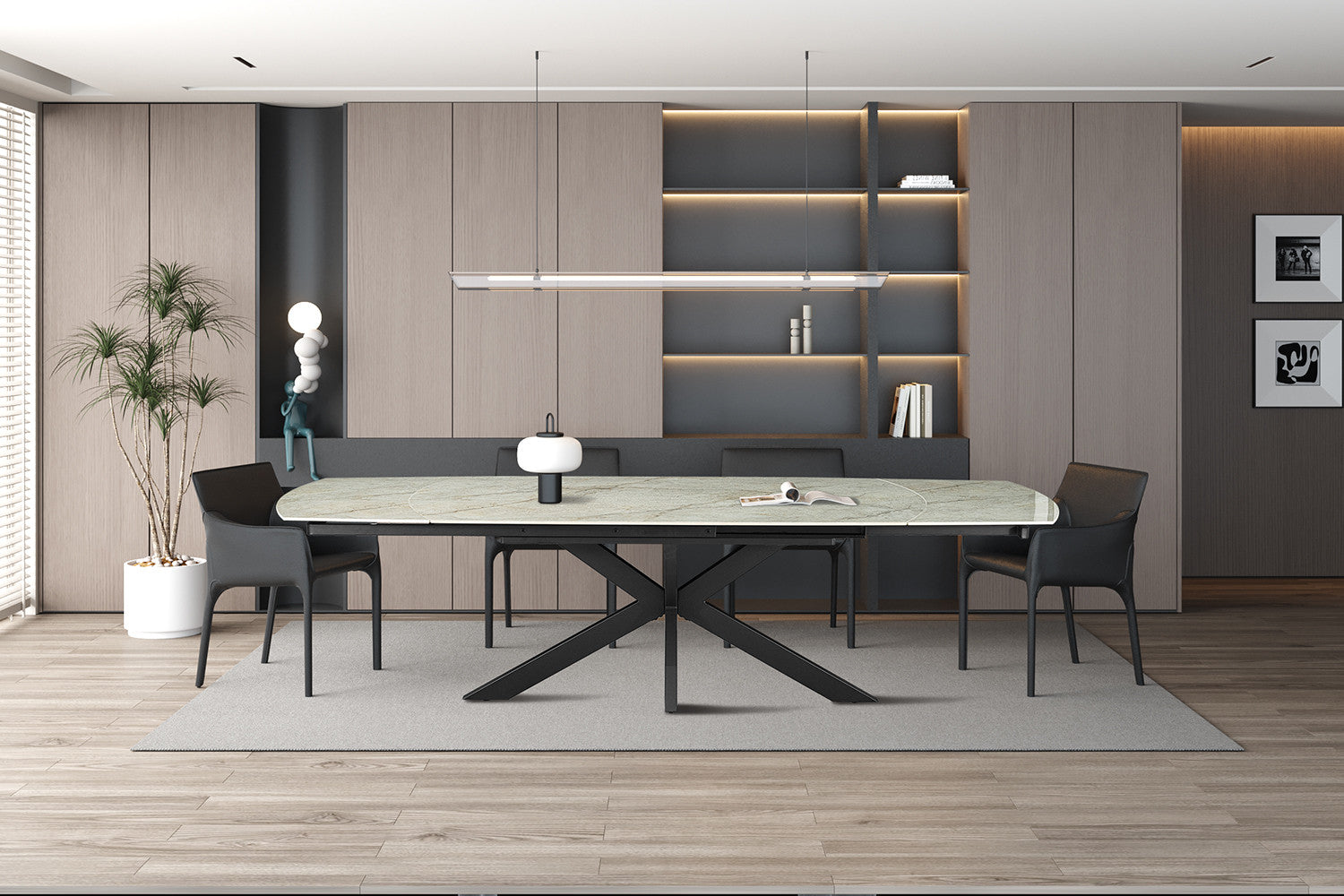 NEW -Uitschuifbare tafel 'Ares' 160-240 cm Deens Ovaal Glanzend Steen Beige – Rousseau 51940-6