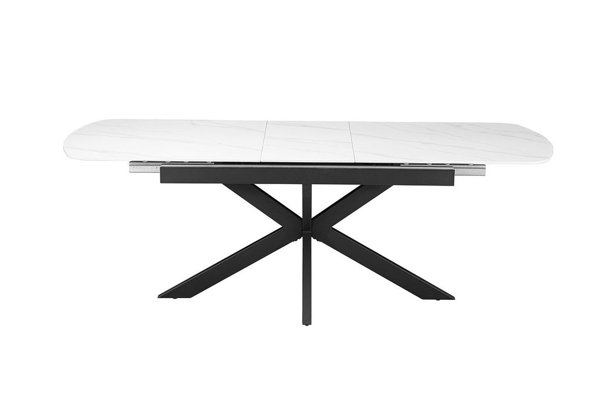 Uitschuifbare tafel Hestia 180-220 cm Deens Ovaal Steen Wit – breedte 180-220 cm, diepte 90 cm en hoogte 76 cm – aanzicht 4