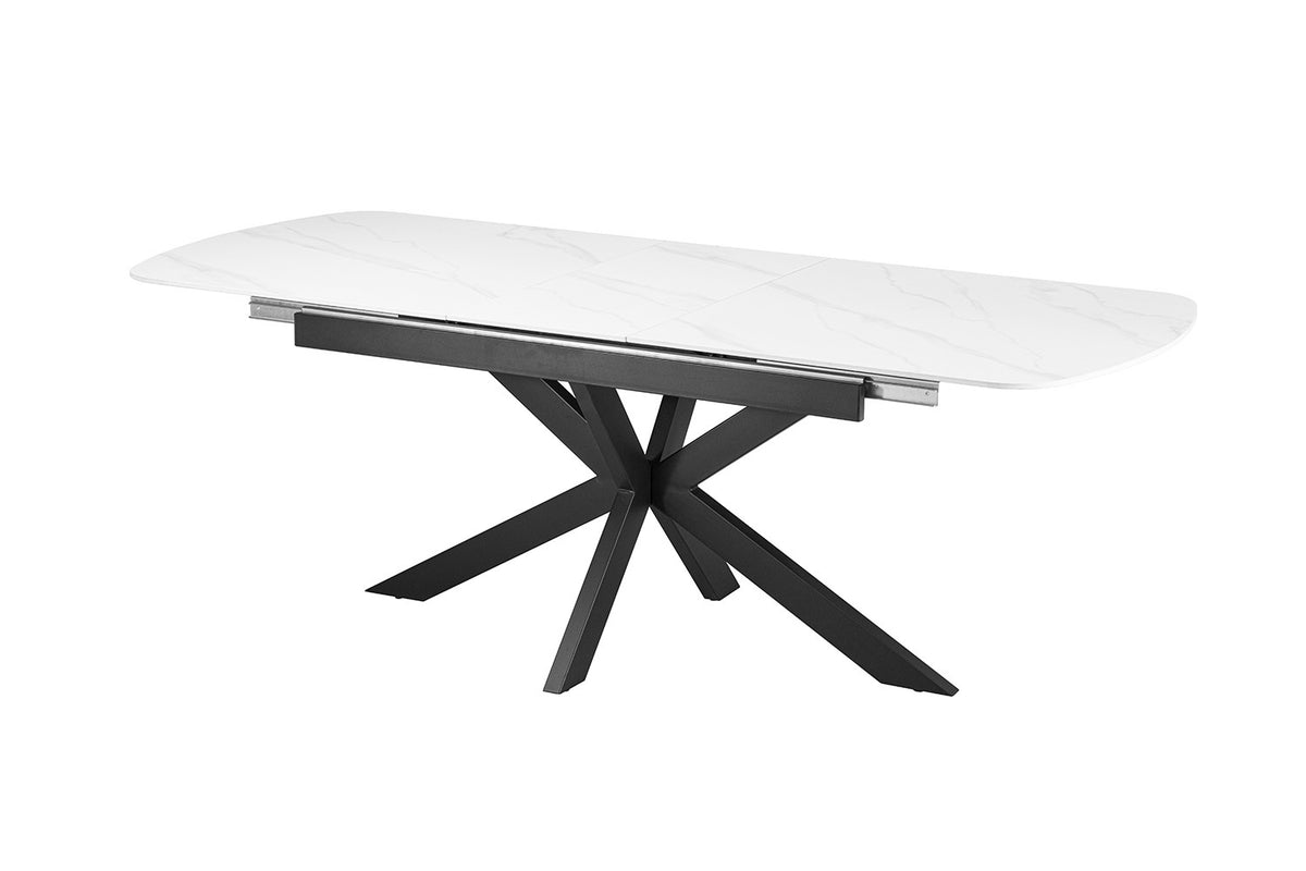 Uitschuifbare tafel Hestia 180-220 cm Deens Ovaal Steen Wit – breedte 180-220 cm, diepte 90 cm en hoogte 76 cm – aanzicht 5