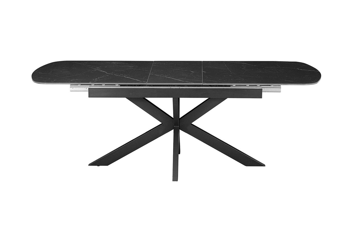 Uitschuifbare tafel Hestia 180-220 cm Deens Ovaal Steen Zwart – breedte 180-220 cm, diepte 90 cm en hoogte 76 cm – aanzicht 4
