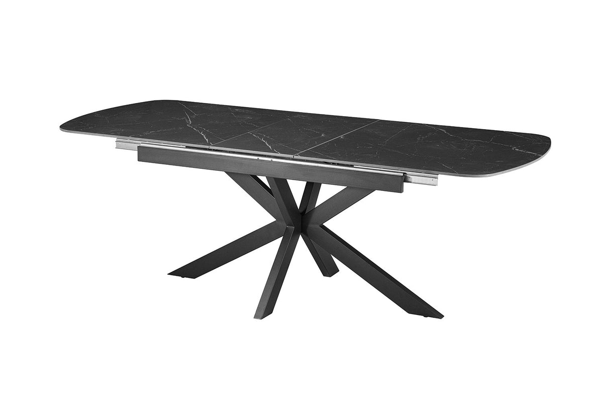 Uitschuifbare tafel Hestia 180-220 cm Deens Ovaal Steen Zwart – breedte 180-220 cm, diepte 90 cm en hoogte 76 cm – aanzicht 5