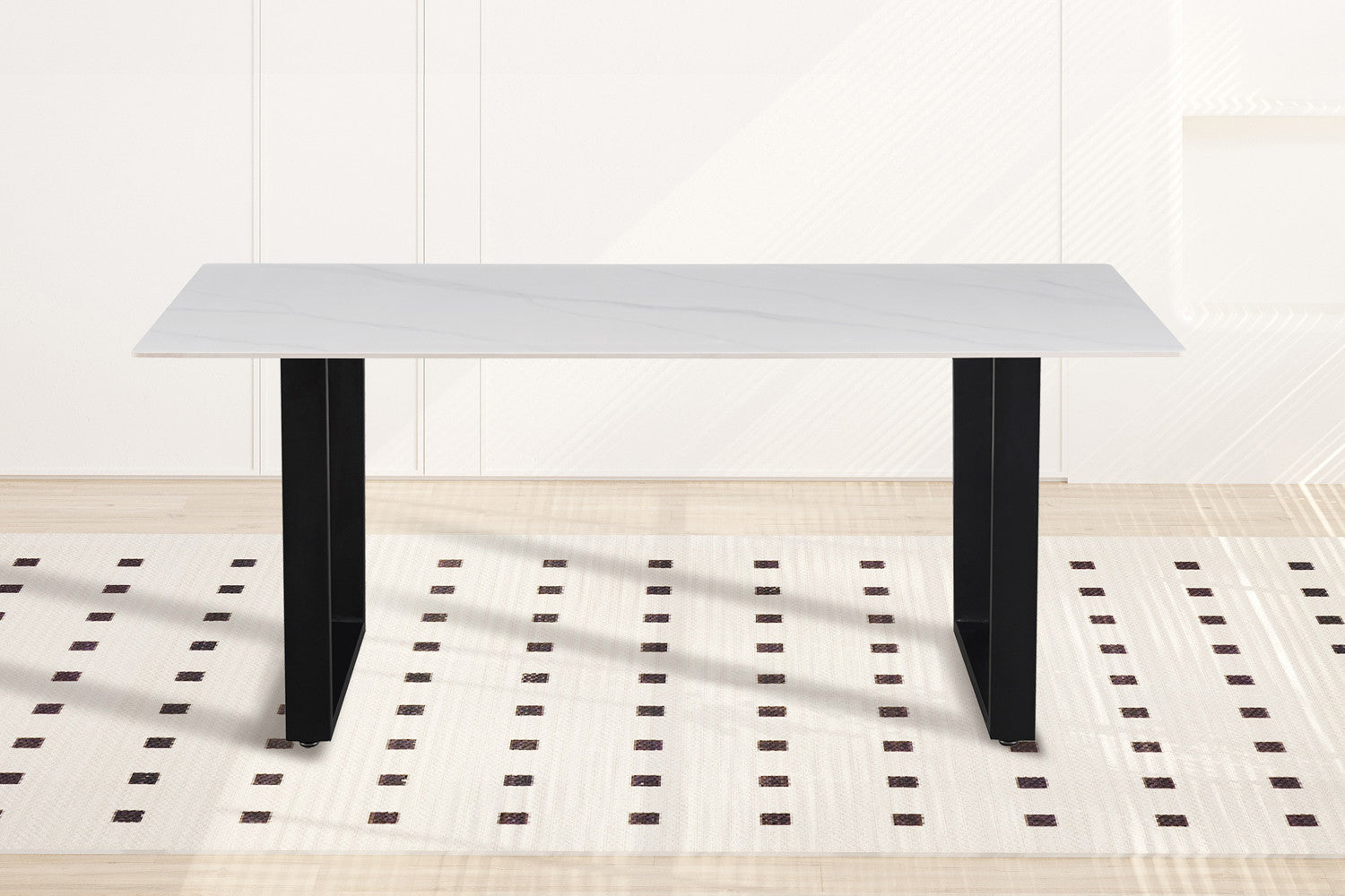 NEW - Tafel 'Poseidon' 180 cm Rechthoekig Glanzend Steen Wit - afbeelding 2