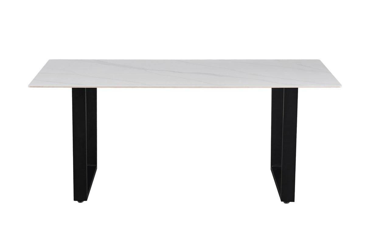 Tafel Poseidon 180 cm Rechthoekig Glanzend Steen Wit – breedte 180 cm, diepte 90 cm en hoogte 75 cm – aanzicht 5