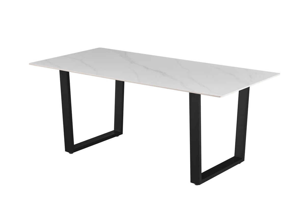 Tafel Poseidon 180 cm Rechthoekig Glanzend Steen Wit – breedte 180 cm, diepte 90 cm en hoogte 75 cm – aanzicht 6