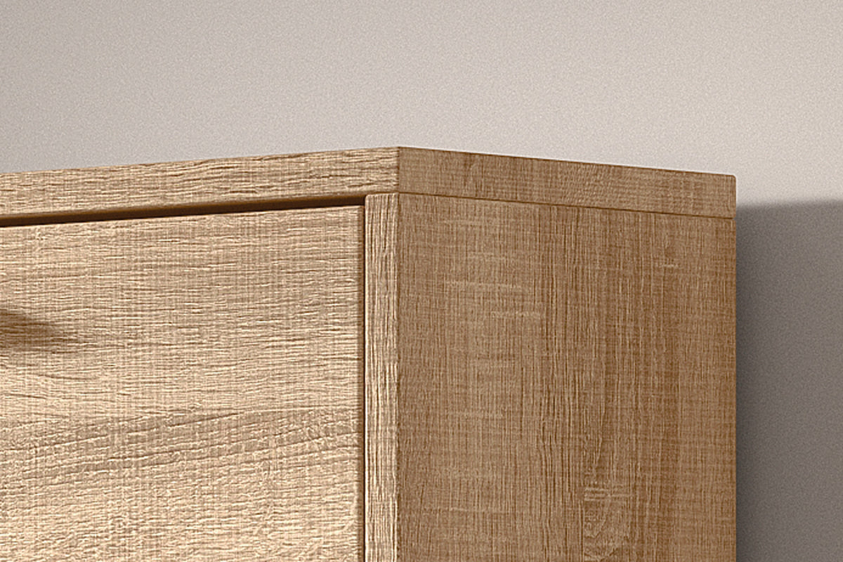 Schoenenkast Carini 3 laden Sonoma – breedte 63 cm, diepte 23 cm en hoogte 120 cm – aanzicht 2