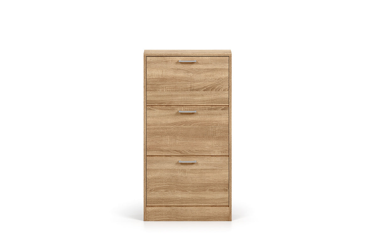 Schoenenkast Carini 3 laden Sonoma – breedte 63 cm, diepte 23 cm en hoogte 120 cm – aanzicht 6