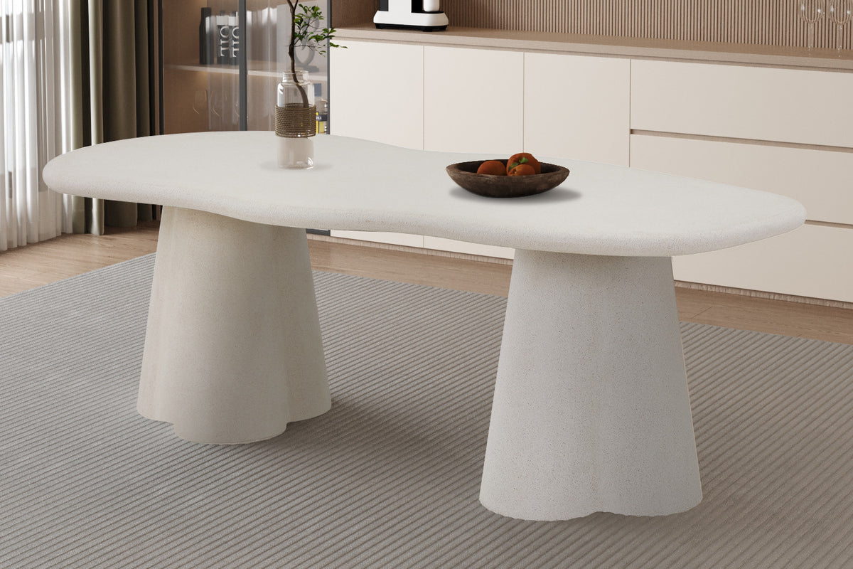 Tafel Faro 220 cm Organisch Cement – breedte 219.5 cm, diepte 99.5 cm en hoogte 76 cm – aanzicht 2