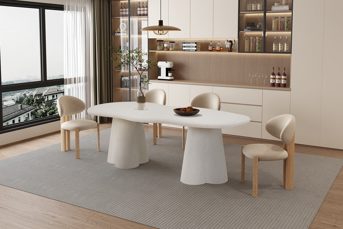 Tafel Faro 220 cm Organisch Cement – breedte 219.5 cm, diepte 99.5 cm en hoogte 76 cm – aanzicht 3