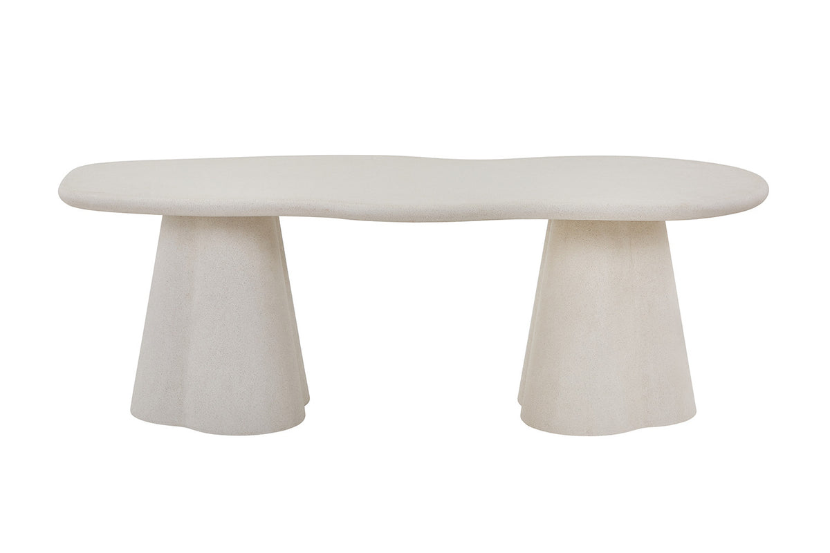 Tafel Faro 220 cm Organisch Cement – breedte 219.5 cm, diepte 99.5 cm en hoogte 76 cm – aanzicht 4