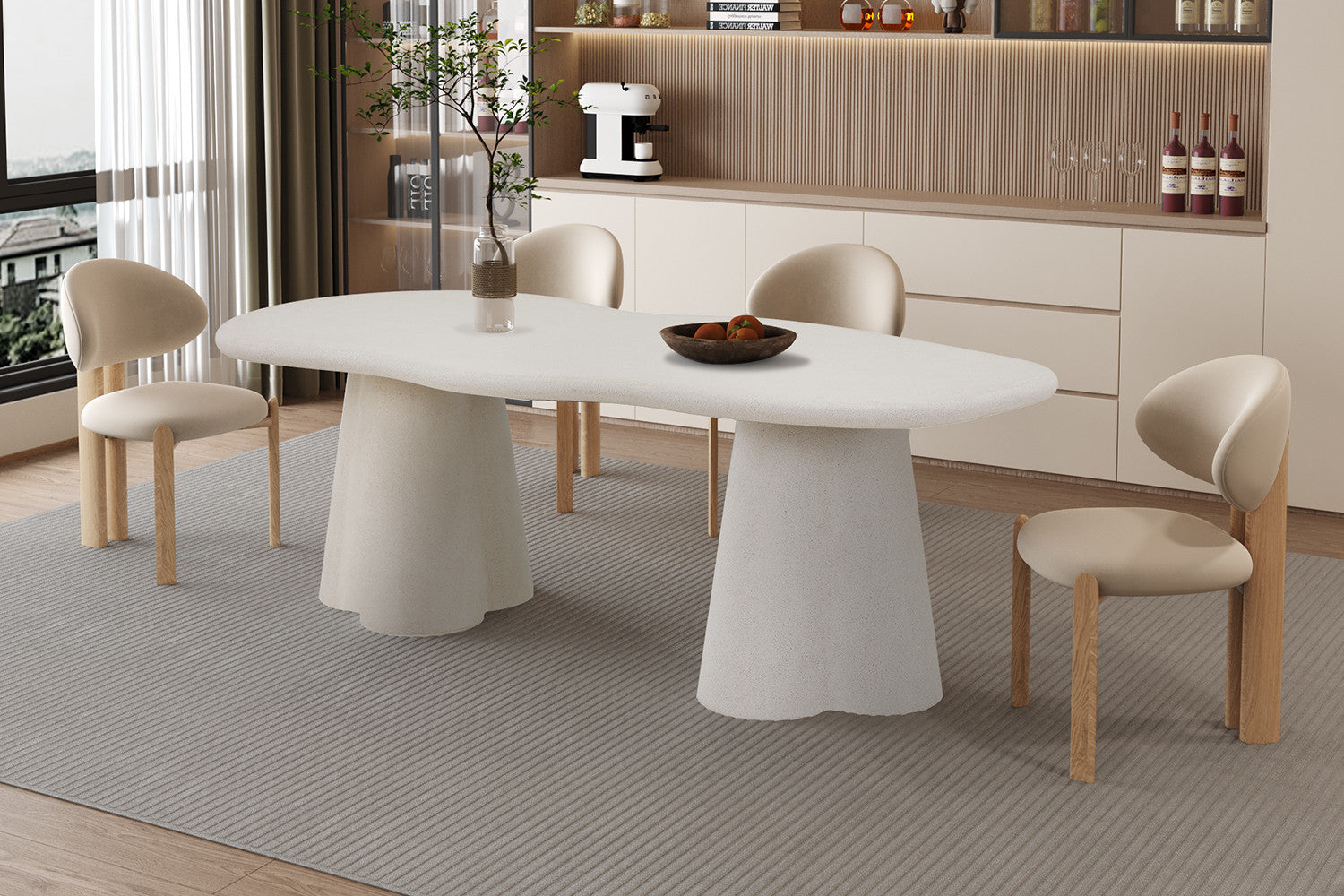 Tafel 'Faro' 220 cm Organisch Cement – Rousseau 52100-1