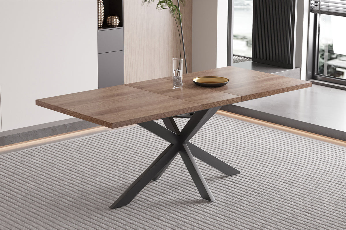 Uitschuifbare tafel Kos 160-200 cm Donkerbruin – breedte 160-200 cm, diepte 90 cm en hoogte 76 cm – aanzicht 3