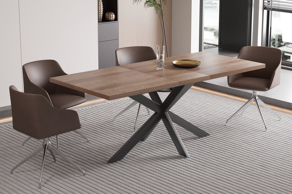 Uitschuifbare tafel Kos 160-200 cm Donkerbruin – breedte 160-200 cm, diepte 90 cm en hoogte 76 cm – aanzicht 4