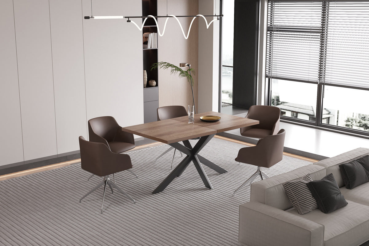 Uitschuifbare tafel Kos 160-200 cm Donkerbruin – breedte 160-200 cm, diepte 90 cm en hoogte 76 cm – aanzicht 5
