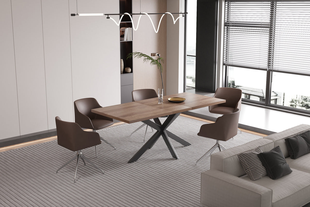 Uitschuifbare tafel Kos 160-200 cm Donkerbruin – breedte 160-200 cm, diepte 90 cm en hoogte 76 cm – aanzicht 6