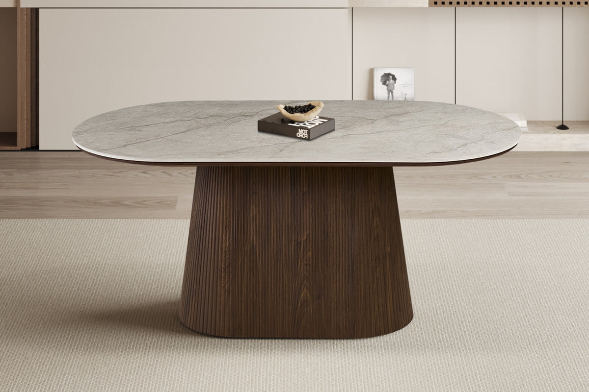 Tafel Vigo 180 cm Ovaal Decor Donkere Eik Beige – breedte 180 cm, diepte 90 cm en hoogte 75 cm – aanzicht 4