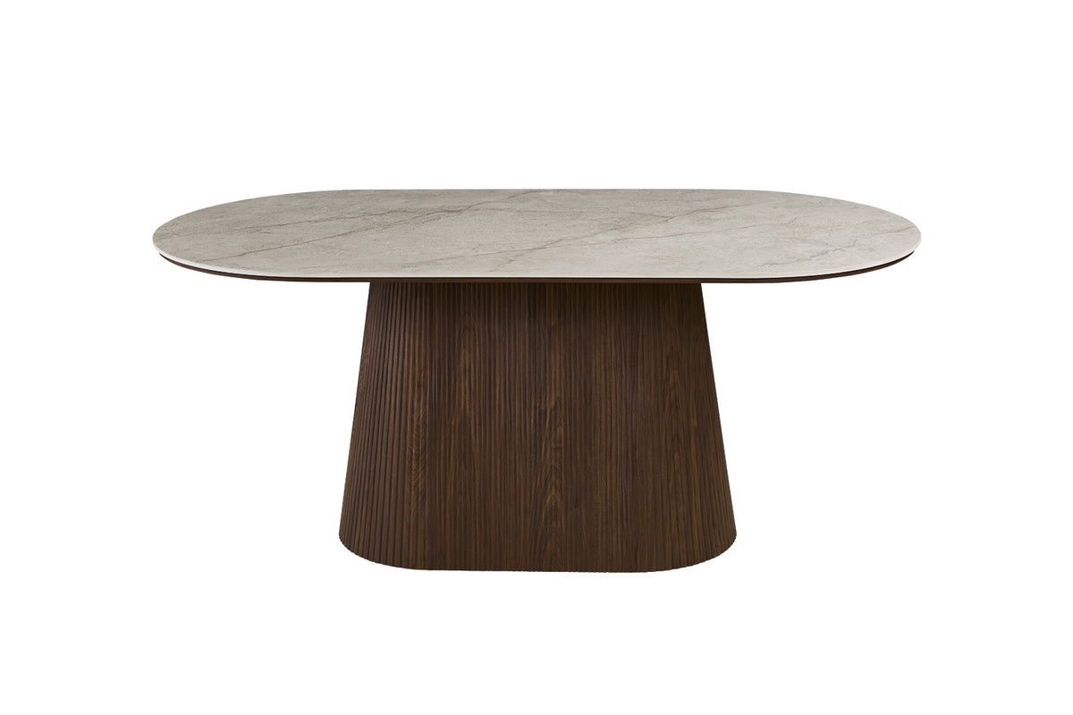 Tafel Vigo 180 cm Ovaal Decor Donkere Eik Beige – breedte 180 cm, diepte 90 cm en hoogte 75 cm – aanzicht 5