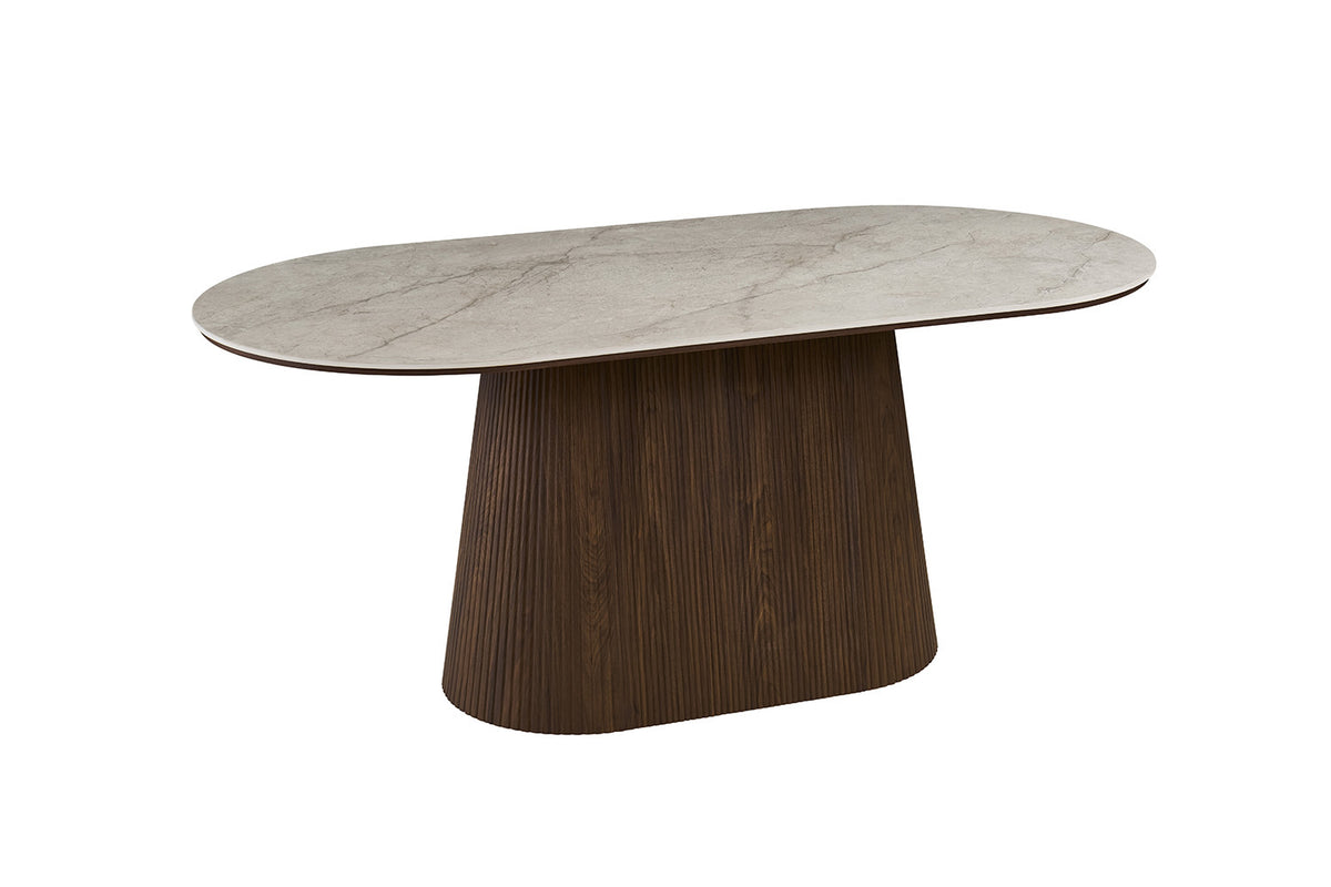 Tafel Vigo 180 cm Ovaal Decor Donkere Eik Beige – breedte 180 cm, diepte 90 cm en hoogte 75 cm – aanzicht 6